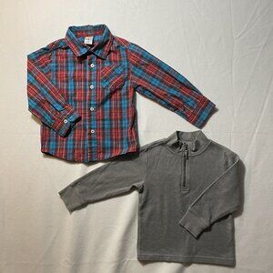 Healthtex Boys Shirts Lot of 2 (Button Up Long Sleeve & Gray Long Sleeve) 3T